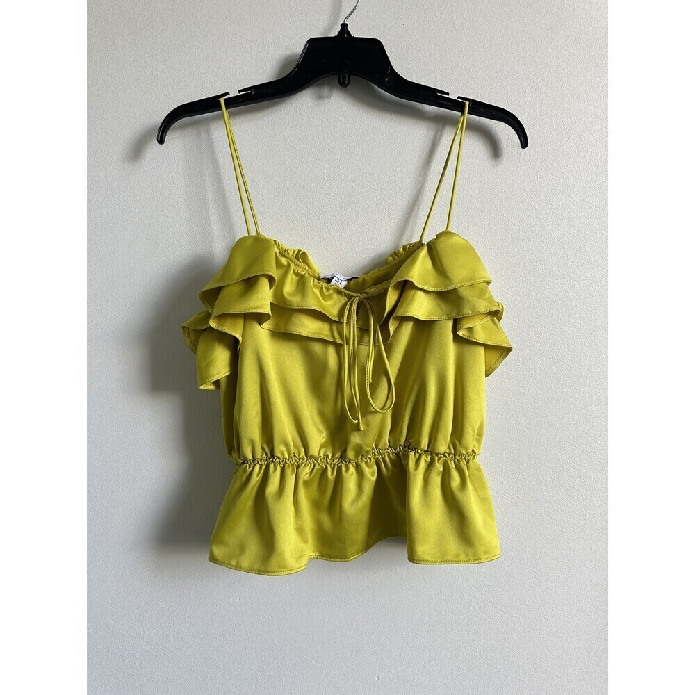 TOPSHOP Rochelle Ruffle Charmeuse Camisole size 6 yellow